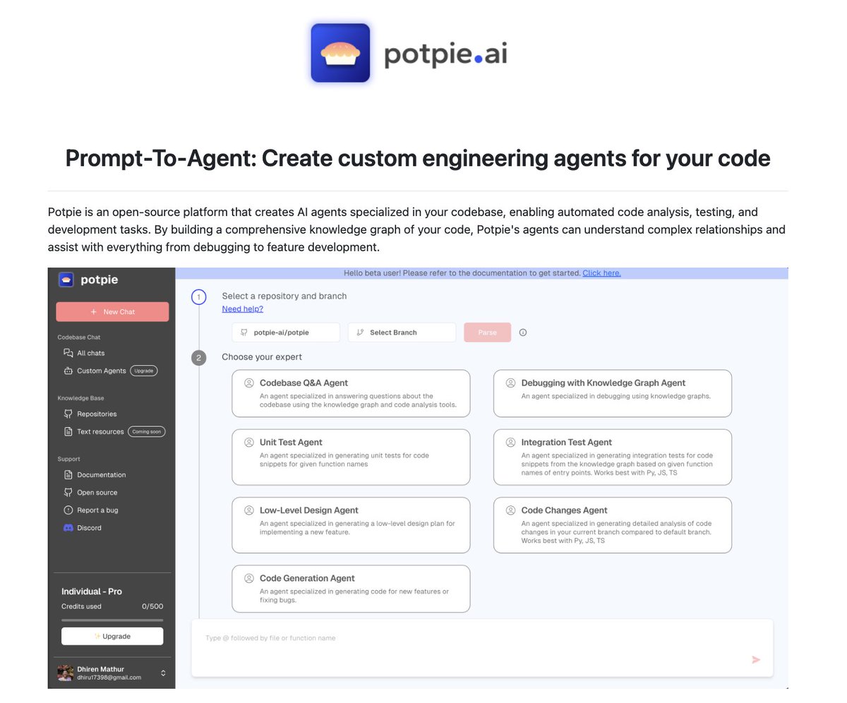 Saboo_Shubham_'s tweet image. Create custom software engineering AI agents specialized in your codebase from simple english prompts.

100% Opensource.