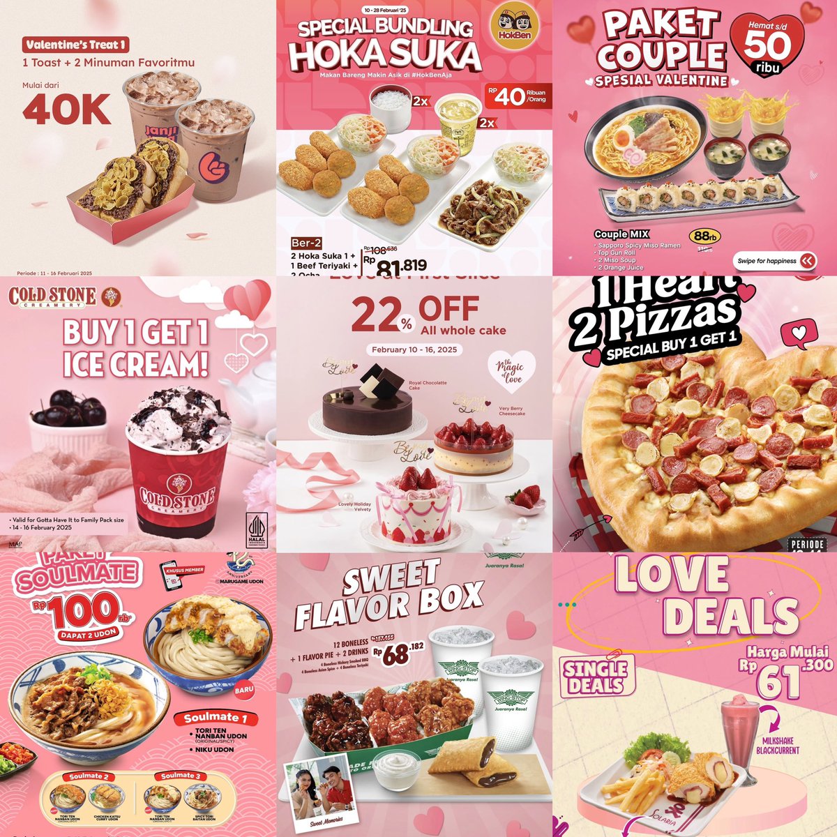 whoopziiy's tweet image. PROMO MAKANAN &amp;amp; MINUMAN SPECIAL HARI VALENTINE 

Banyak bgt promonyaa, diskon 20%-50%😭
