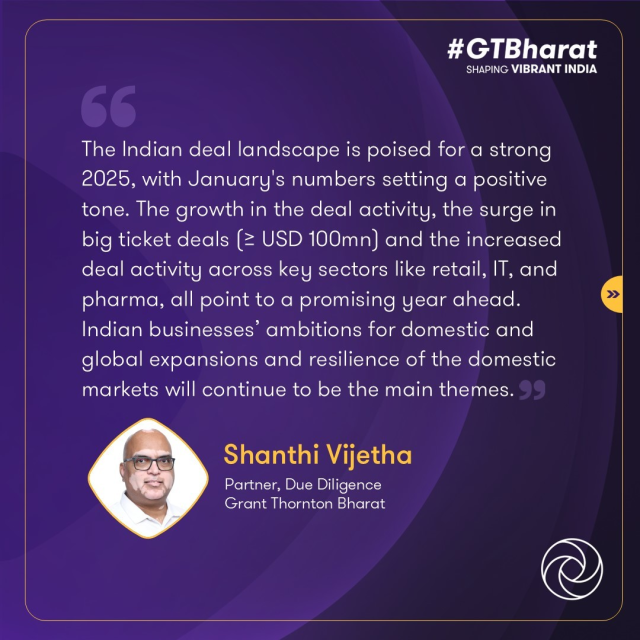 India's deals ecosystem got off to a strong start in January 2025, with M&amp;A and PE activity showing significant growth. The latest edition of the monthly Dealtracker provides an analysis of the trends shaping the market. Know more: brnw.ch/21wQDh0