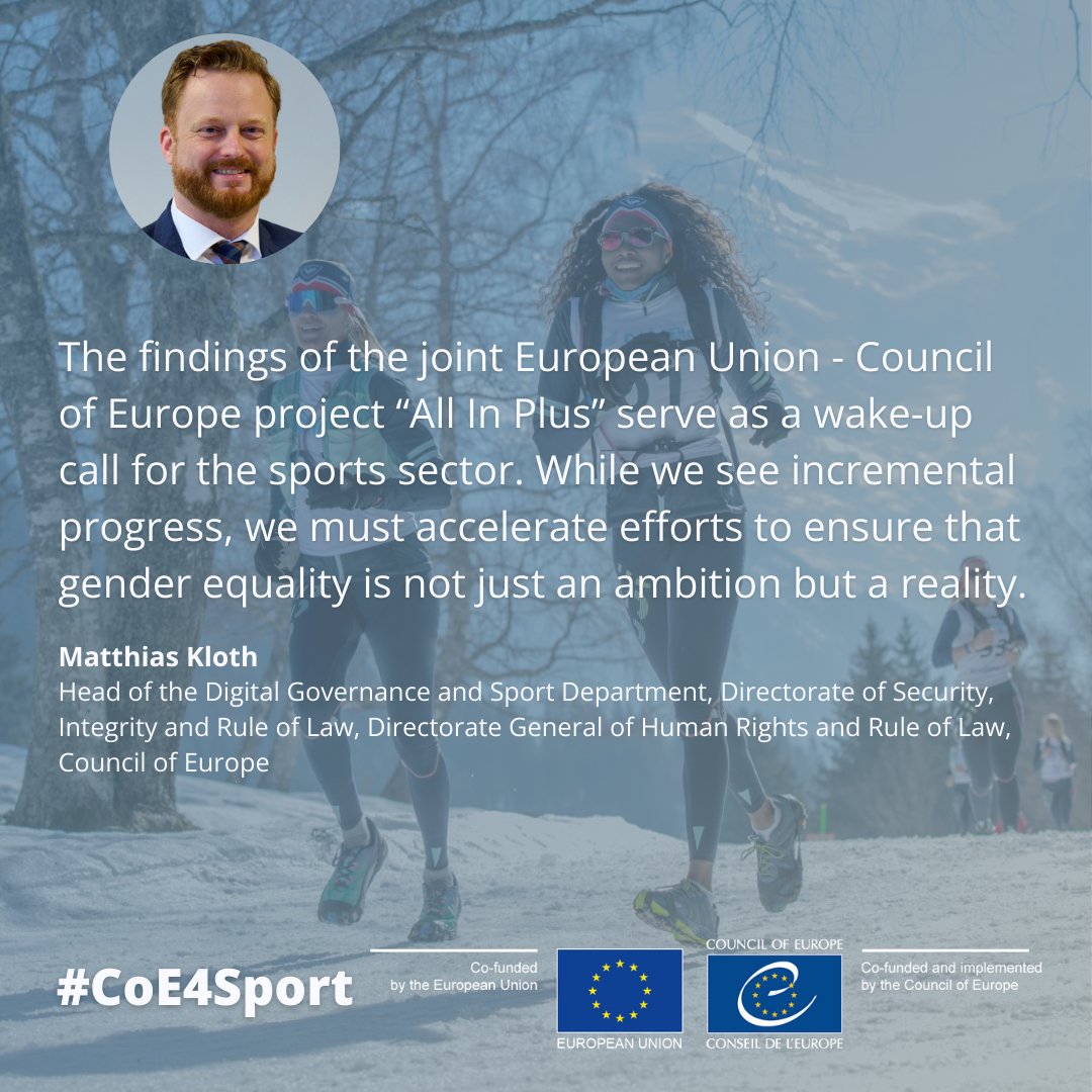 Accelerating efforts to ensure that #GenderEquality is not just an ambition, but a reality –

Matthias Kloth, Head of the @CoE Digital Governance &amp; Sport Department, opened the closing event of the #AllInPlus joint <a href="/EuSport/">EUSport</a>-@CoE project

Info ➡️go.coe.int/7XCBS

#CoE4Sport