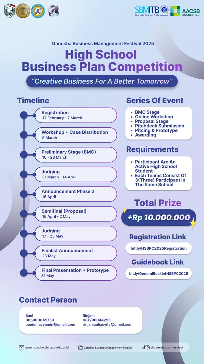 ganeshabissfest's tweet photo. Got more business ideas? YOU, yes YOU🫵🏻 can present them at Ganesha Business Management Festival 2025! see YOU there👋🏻😎

#GBMF2025 #GaneshaBusinessManagementFestival #GrowBeyondLimits #Business https://t.co/Ipt6SYslba