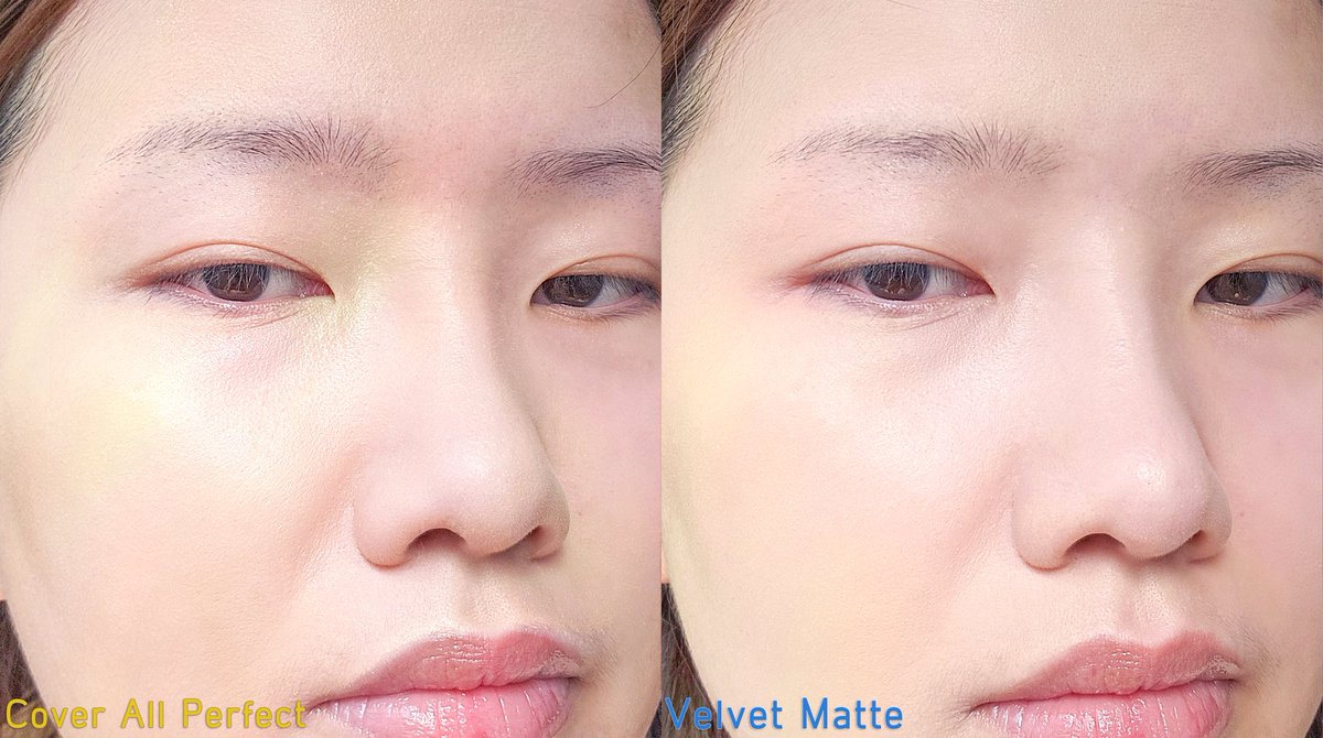 เทียบคุชชั่น 2 สูตรจาก Skintific

💙 Velvet Matte
ฟินิชกำมะหยี่ ไม่แมตต์เกิน ยังดูมีความเป็นผิว ปกปิดดี บิลด์เลเยอร์แล้วกริบมาก สบายผิว คุมมันเก่ง เนื้อคุชชั่นติดผิวแนบสนิทเวอร์ ถึงผิวจะแห้งหรือขาดน้ำก็ยังติดผิวแนบสนิทอยู่ ไม่เป็นคราบ ไม่ติดขุย ไม่แคร็กเลย

💛 Cover All Perfect
ฟินิชงานผิวแบบ my skin but better เล่นแสง สวย มีความโกลว์นิดๆ ดูสุขภาพดี ให้การปกปิดสุดในแท็บเดียวคือกลบรอยมิด เกลี่ยง่าย ติดผิวง่ายไม่ว่าสภาพผิวแบบไหน ไม่คราบ ไม่ตกร่อง คุมมัน(แต่ไม่เท่าตลับฟ้า)