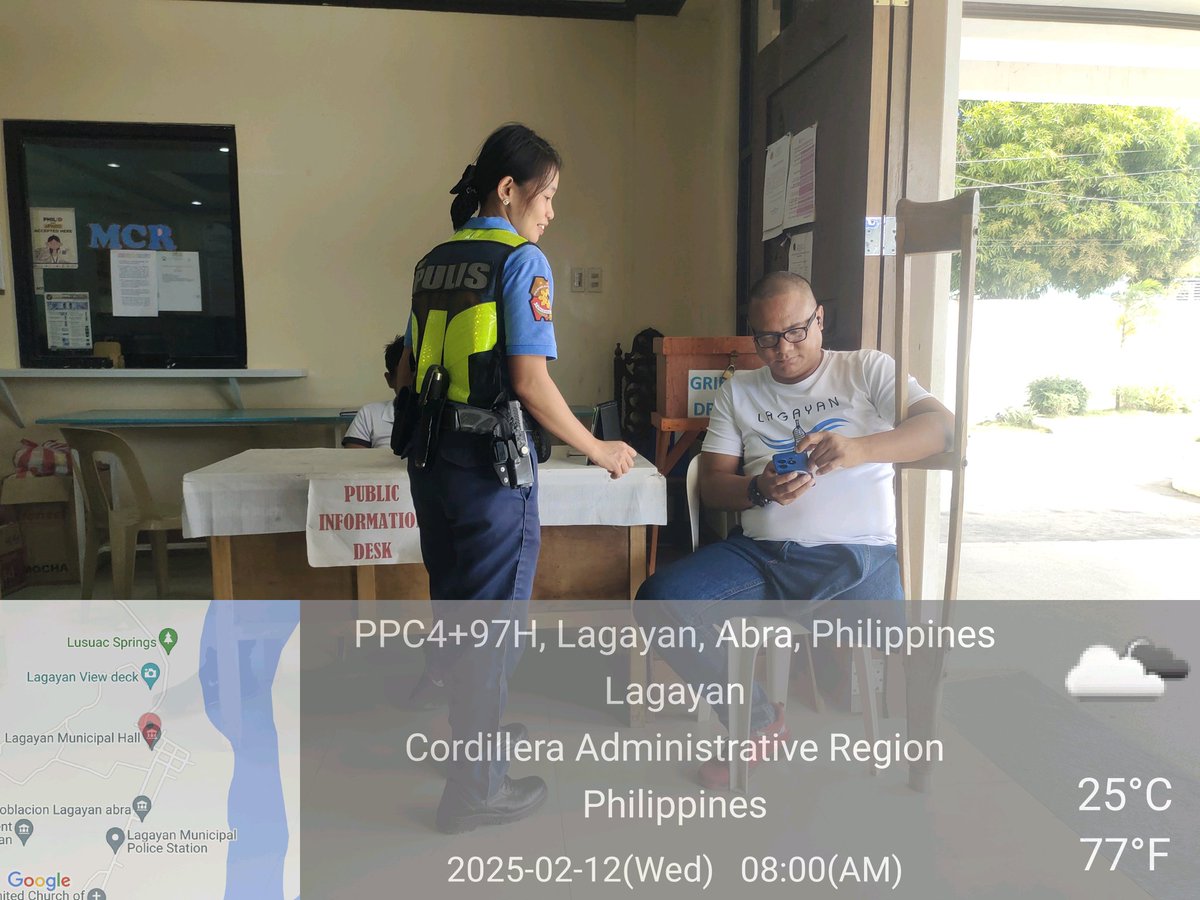 PNPAbraLagayan's tweet photo. PSSg Gladys Mangwagi, engaged with the LGU employees at Lagayan Municipal Town Hall, Poblacion  Lagayan Abra, and had a dialogue regarding peace and order situation, anti-criminality campaigns and encourage them to undergo Web Based Online Community Engagement Survey (WebOCES). https://t.co/HIXNFzN4QP