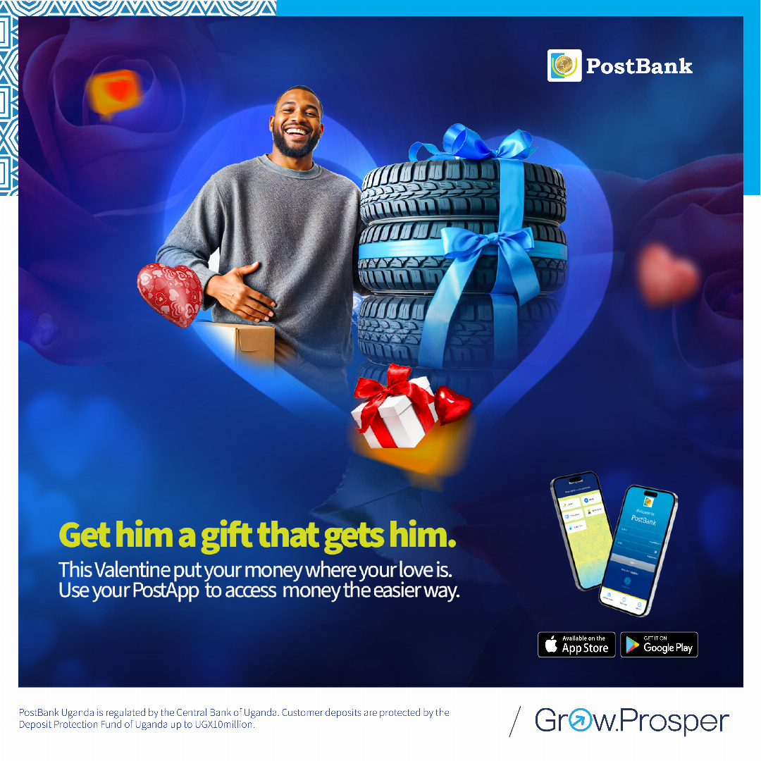 postbankug's tweet image. Show love this Valentine&apos;s Day with a thoughtful gift. Use PostApp to access your money with ease and make memories that last.

Click the link nuel.ink/Pc9NCZ to download the App and get started.

#ValentinesDay #PostApp #PostBankUganda #GrowProsper