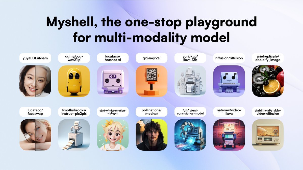 Experience the newest, most comprehensive, and fun AI at #MyShell. From images 🖼 to videos 🎥, music 🎵 to dance 💃... a colorful world of AI is coming for you.