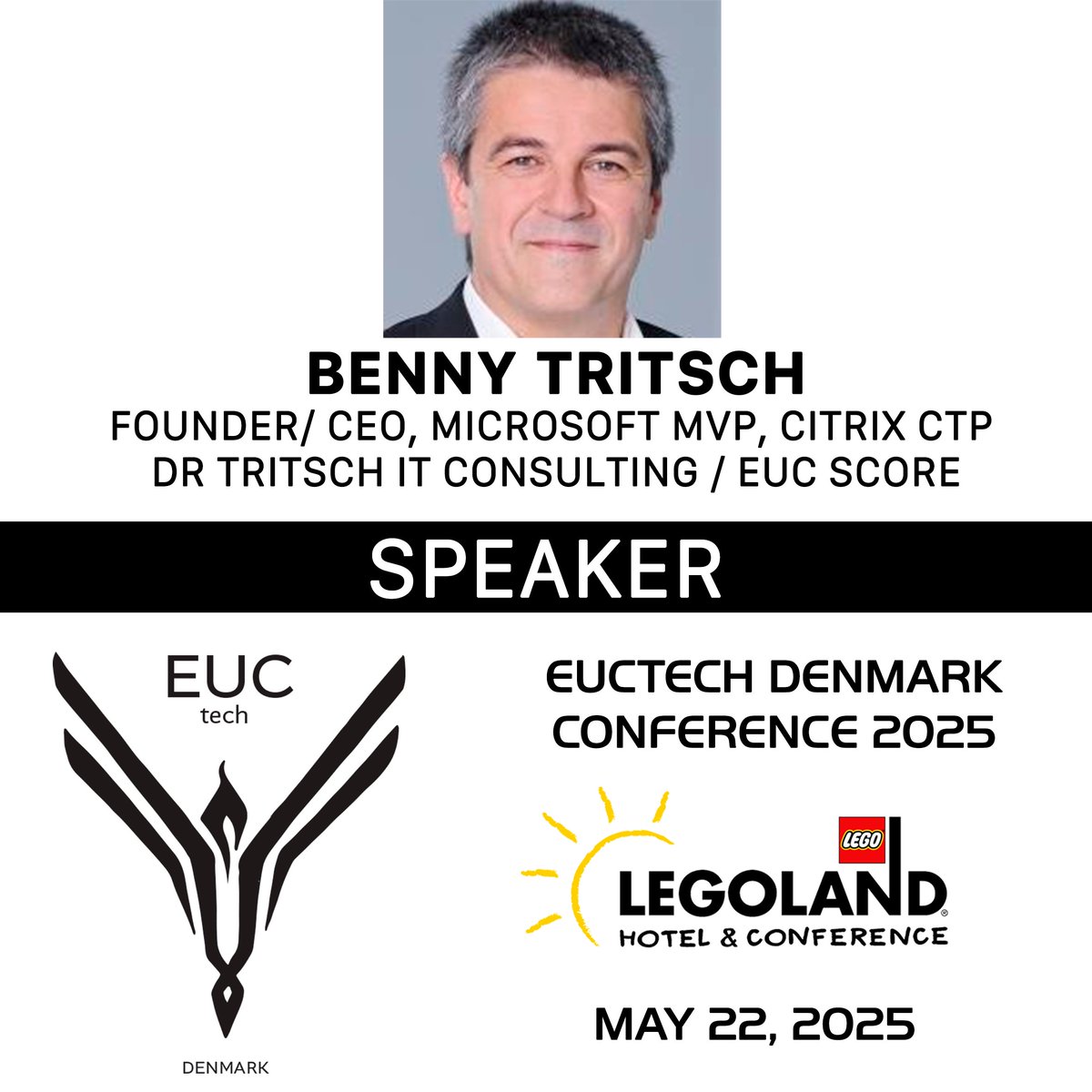 We are excited to have legendary <a href="/drtritsch/">Benny Tritsch</a> , Founder and CEO at Dr. Tritsch IT Consulting, Creator of the EUC Score Toolset speaking at EUCtech Denmark Conference 2025, May 22th 2025 at Hotel Legoland Billund, Denmark.

secure your ticket here aka.ms/EUCdenmark

#euctechdk