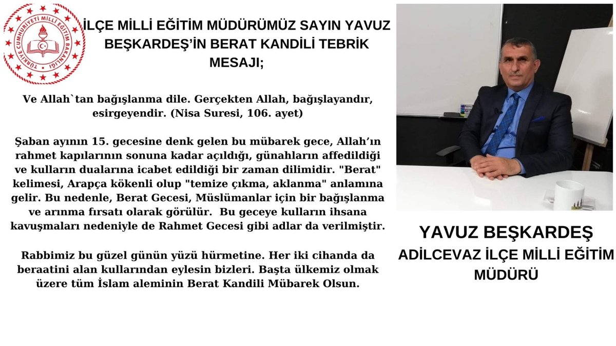 Berat Kandiliniz mübarek olsun İnşallah.
#BeratKandili