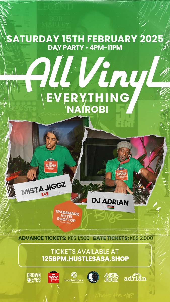 Adrian 🇰🇪 Washika (@deejayadrian) on Twitter photo The Vinyl Records Are Coming Out Once Again This Saturday, February 15th At <a href="/TradeMark_Hotel/">TradeMarkHotel</a> Rooftop At The <a href="/VillageMarket/">VILLAGE MARKET</a> At ALL VINYL EVERYTHING, With Yours Truly And DJ <a href="/MistaJiggz/">Mista Jiggz</a> From Canada. We Kick Off At 4Pm Till Late And tickets Are Available At
125bpm.hustlesasa.shop The Vinyl Records Are Coming Out Once Again This Saturday, February 15th At <a href="/TradeMark_Hotel/">TradeMarkHotel</a> Rooftop At The <a href="/VillageMarket/">VILLAGE MARKET</a> At ALL VINYL EVERYTHING, With Yours Truly And DJ <a href="/MistaJiggz/">Mista Jiggz</a> From Canada. We Kick Off At 4Pm Till Late And tickets Are Available At
125bpm.hustlesasa.shop