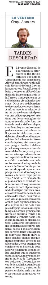 He necesitado un tiempo para escribir  de ‘Tardes de soledad’, pero aquí está.