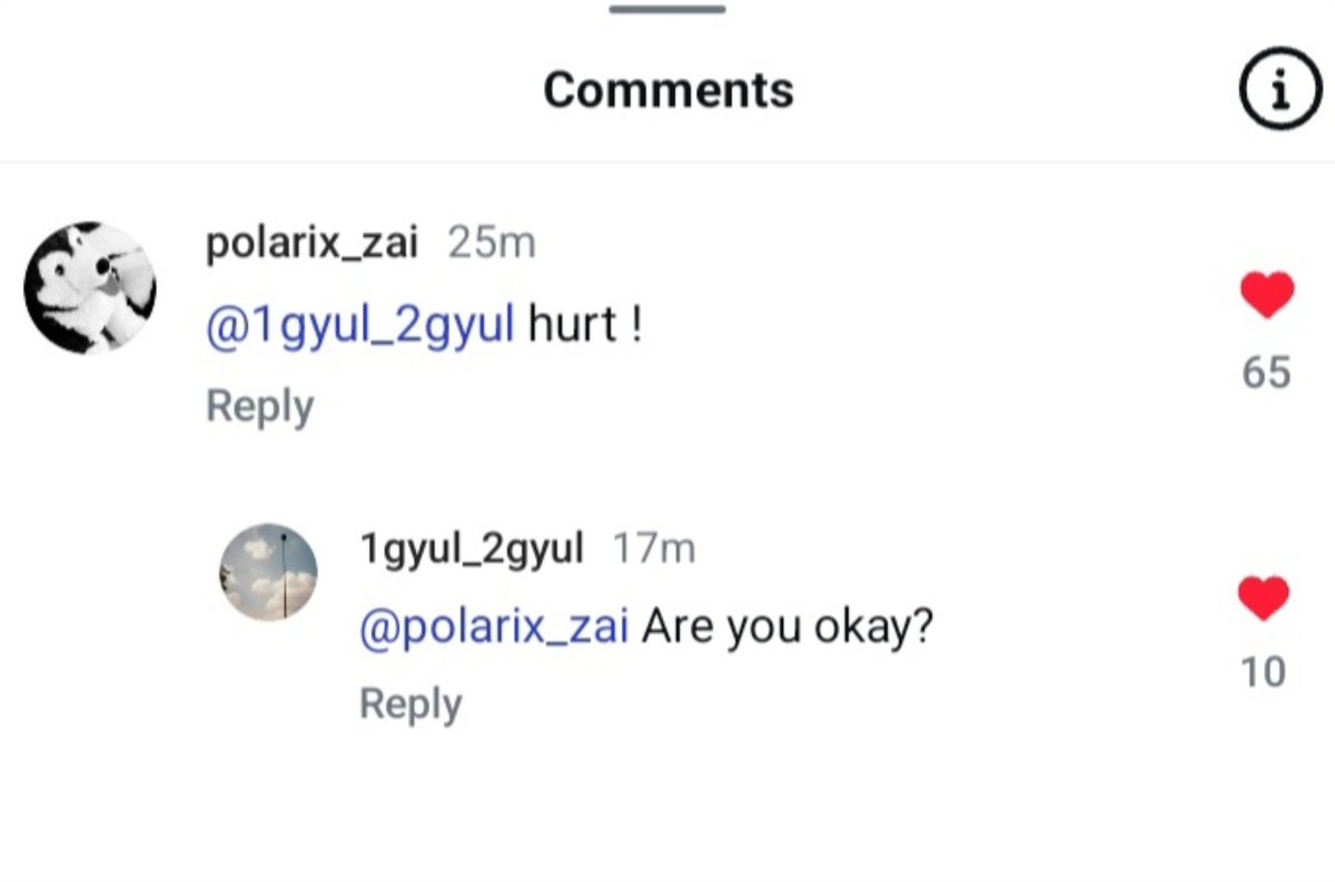 gyuljunie's tweet photo. Zai commented on junhyuk ig reels and hangyul replied 🥹

🦮: 1gyul_2gyul hurt !
🐕: Are you okay? https://t.co/uip9IyWKCN