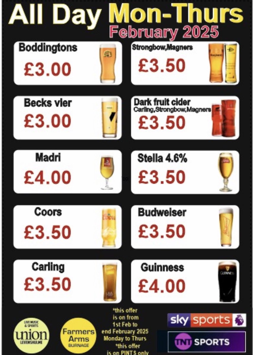 #Thirstythursday pints from £3