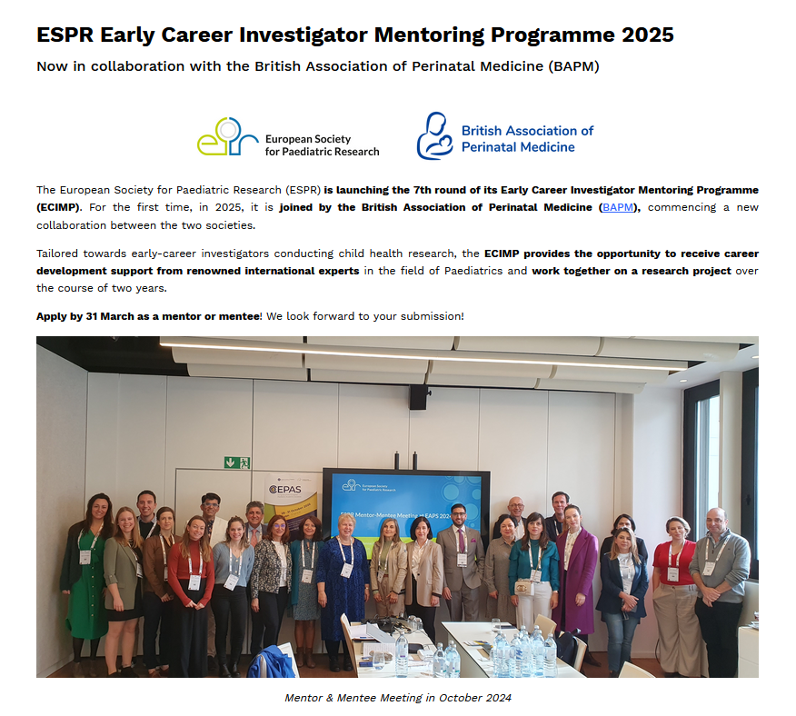 🚀The 7th ESPR Early Career Investigator Mentoring Programme, for the 1st time in collab. with <a href="/BAPM_Official/">BAPM</a>  is open for applications!
🔹Collaborative research
🔹Career development
🔹Mentorship &amp; networking
🔹&amp; much more!
👉Mentors &amp; mentees welcome: espr.eu/activities-pro…