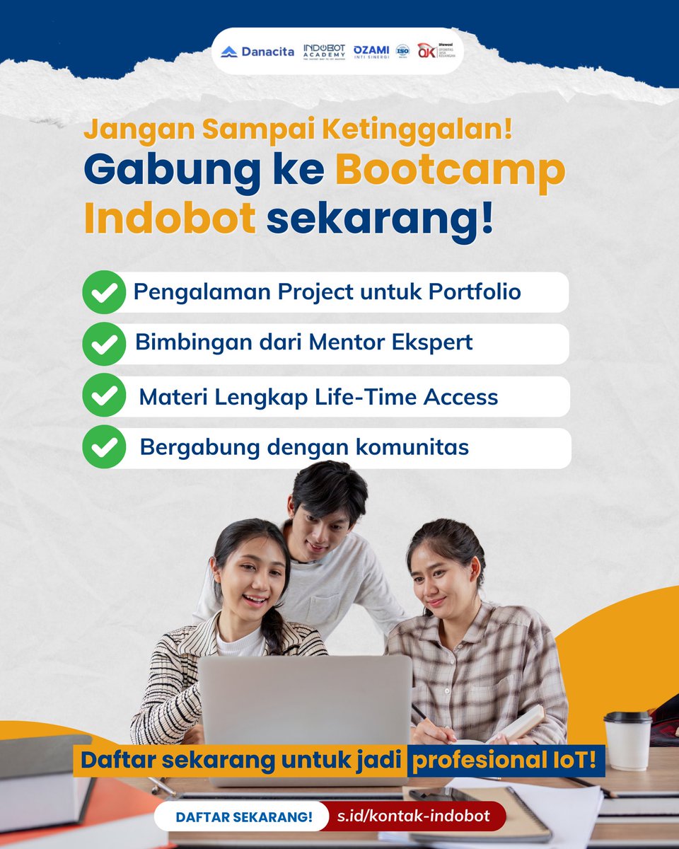 IndobotAcademy's tweet photo. 🚀 Siap jadi profesional IoT? 
Bergabunglah dengan Bootcamp kami dan kembangkan skill untuk masa depan teknologi! 💡

🔗 Daftar sekarang dan raih kesempatan karier cemerlang!
Join lewat Link : https://t.co/N4g2O6mglo. 

#IoT #Bootcamp #Teknologi #ProfesionalIoT #Pelatihan https://t.co/7kA0cG09qt