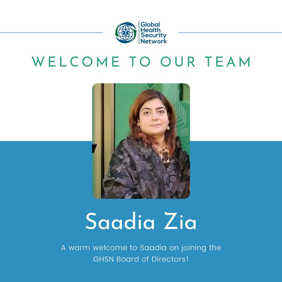 Global Health Security Network (@ghs_network) on Twitter photo Welcome <a href="/SaadiaZia5/">Saadia Zia</a> to the GHSN Board! 🌍
A leader in biosecurity, public health & One Health, Saadia brings 15+ years of expertise in research, leadership & global health policy. We're excited for her impact at GHSN! 🙌
#GHSN #Biosecurity #PublicHealth #OneHealth #Leadership Welcome <a href="/SaadiaZia5/">Saadia Zia</a> to the GHSN Board! 🌍
A leader in biosecurity, public health & One Health, Saadia brings 15+ years of expertise in research, leadership & global health policy. We're excited for her impact at GHSN! 🙌
#GHSN #Biosecurity #PublicHealth #OneHealth #Leadership