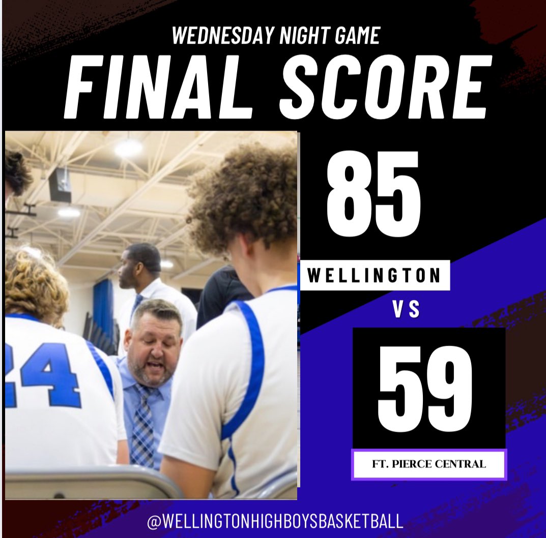 Final: Wellington 85, Fort Pierce Central 59

The Wolverines put together one of their best performances of the season in the regional quarterfinals! Next up: Regional semifinals vs. a tough Oak Ridge HS team on Monday in Orlando at 7PM.

Top Performers 
Dakota Izard- 31 pts.