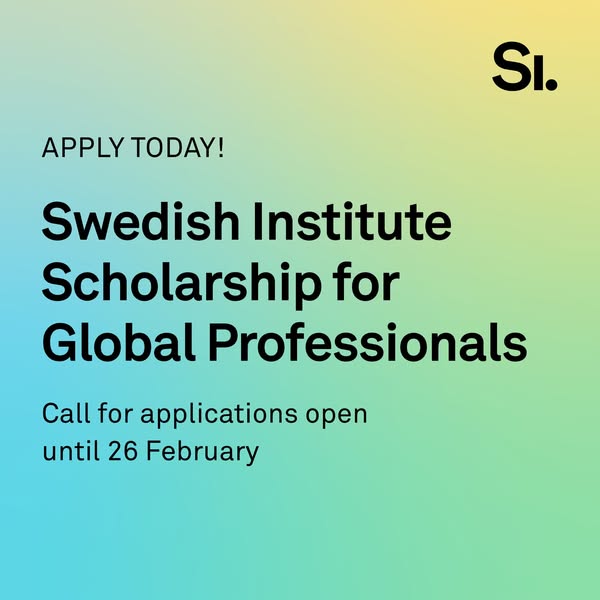 📢 The SI Scholarship for Global Professionals is OPEN! ✨

🎓 Fully funded opportunity for ambitious professionals to study in Sweden, grow academically &amp; connect globally.

📅 Deadline: 26 Feb 2025

🔗 Apply now: tinyurl.com/3vv9zf98

#SIScholarship