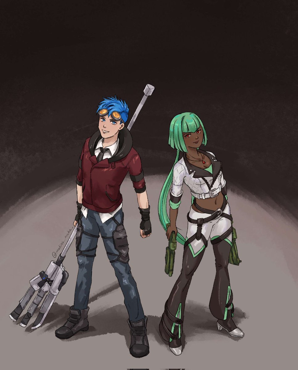 Hopping back on twt real quick to post some Neptune and Emerald for <a href="/rwbyg4gaction/">RWBY 🍉 Gotcha 4 Gaza | 📌 FINAL DONATION COUNT</a> !
Thank you for your donation!

(I'm so sorry the ref didn't come thru so I tried to draw them in a standard pose 😭 I hope you still like it!)
.
#RWBY #neptunevasilias #emeraldsustrai #fndm