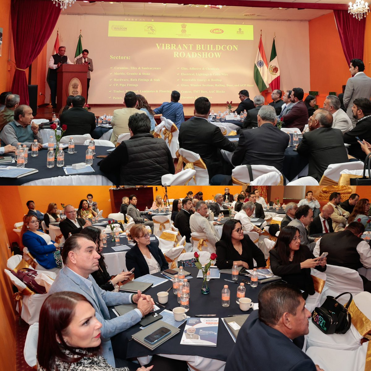 IndEmbMexico's tweet photo. The Embassy of India in Mexico City in association with @IndMexCouncil , @cmicnacional and @ANIERM_AC successfully organized the Vibrant Buildcon Roadshow, engaging Mexican businesses from the construction & building materials sector. 

Visiting delegates from @edcapexil & Vibrant Buildcon highlighted the growing trade in this important sector & opportunities at the upcoming Vibrant Buildcon Expo, 13-16 April 2025 in New Delhi, India.

Grateful to President of CMIC @lmendezjaled and President of ANIERM, Dr. Jose Gerardo Tajonar Castro for their presence & sharing their thoughts. #VibrantBuildcon #IndiaMexico