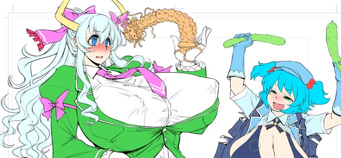 塗分けまでできましたので顔の赤みを足して楽しむ メイドバイかっぱの変なおもちゃを持たされて戸惑う慧音先生です 