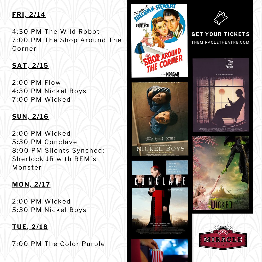 Now showing at The Miracle Theatre: Oscar nominees to timeless classics, there's a story waiting for you—join us for a film that moves, inspires, or simply delights.

Get yout tickets at themiracletheatre.com/calendar/comin…