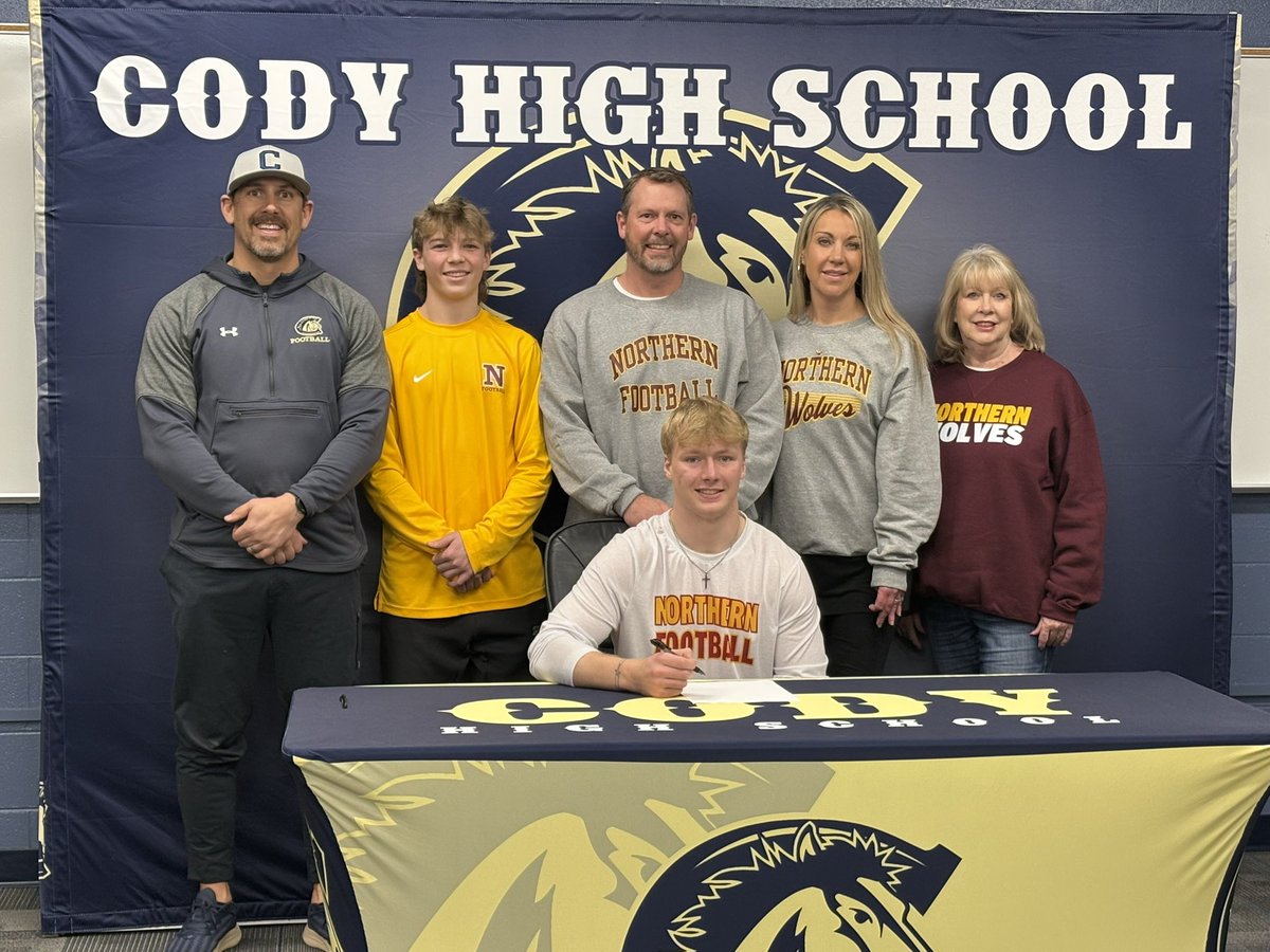 Cody Football 🏈 (@codybroncfb) on Twitter photo Congratulations <a href="/grady_mccarten/">Grady McCarten</a> on signing with <a href="/NSUWolves_FB/">Northern State Football🐺 🏈</a>. 🐺
#1MOREMILE
#Broncsballin
🤟👊
<a href="/wyopreps/">WyoPreps</a> <a href="/WyoVarsity/">WyoVarsity</a> Congratulations <a href="/grady_mccarten/">Grady McCarten</a> on signing with <a href="/NSUWolves_FB/">Northern State Football🐺 🏈</a>. 🐺
#1MOREMILE
#Broncsballin
🤟👊
<a href="/wyopreps/">WyoPreps</a> <a href="/WyoVarsity/">WyoVarsity</a>