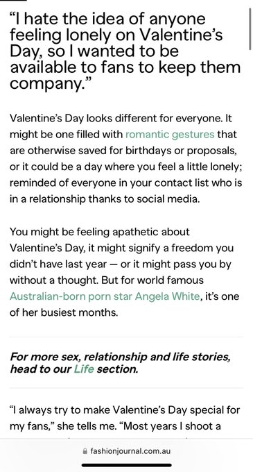 2 pic. Fashion Journal Magazine asked me my thoughts on Valentine’s Day ❤️ 

Read the article here ⤵️
https://t