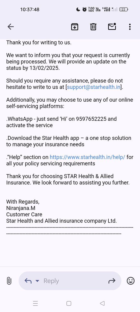 KumarJkprasad's tweet photo. @StarHealthIns 
Dear Star health insurance company today is 3rd renewal date i want to migrate this policy in other plan but there is no any response by customer care and email response what the hell about your services to your customer.

Mo 9838122525 https://t.co/kw0BSgmTly