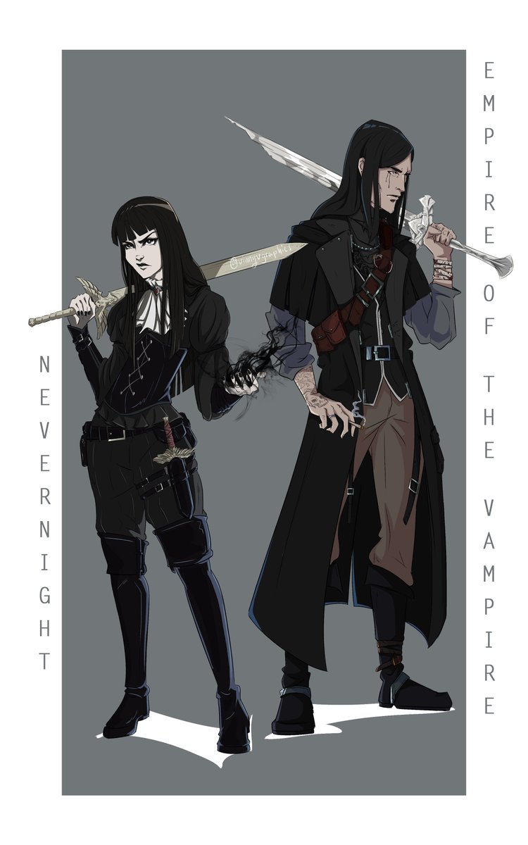 VinnyVGraphics's tweet photo. The pale daughter and the last silversaint. @misterkristoff once said Empire was like an older brother to Nevernight so I've wanted to see these two side by side. #nevernight #eotv #miacorvere #gabrieldeleon https://t.co/zfDgjen4Po
