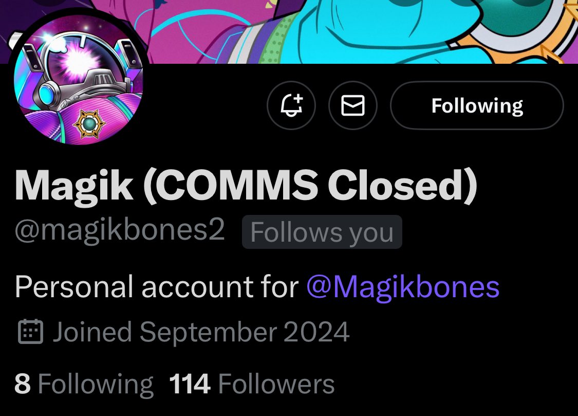 Thank you guys for 100 followers already on <a href="/magikbones2/">magik</a> 

Ill try to be growing that account so I can eventually start separating my art and commissions from all the other random memes and thoughts I dump on here