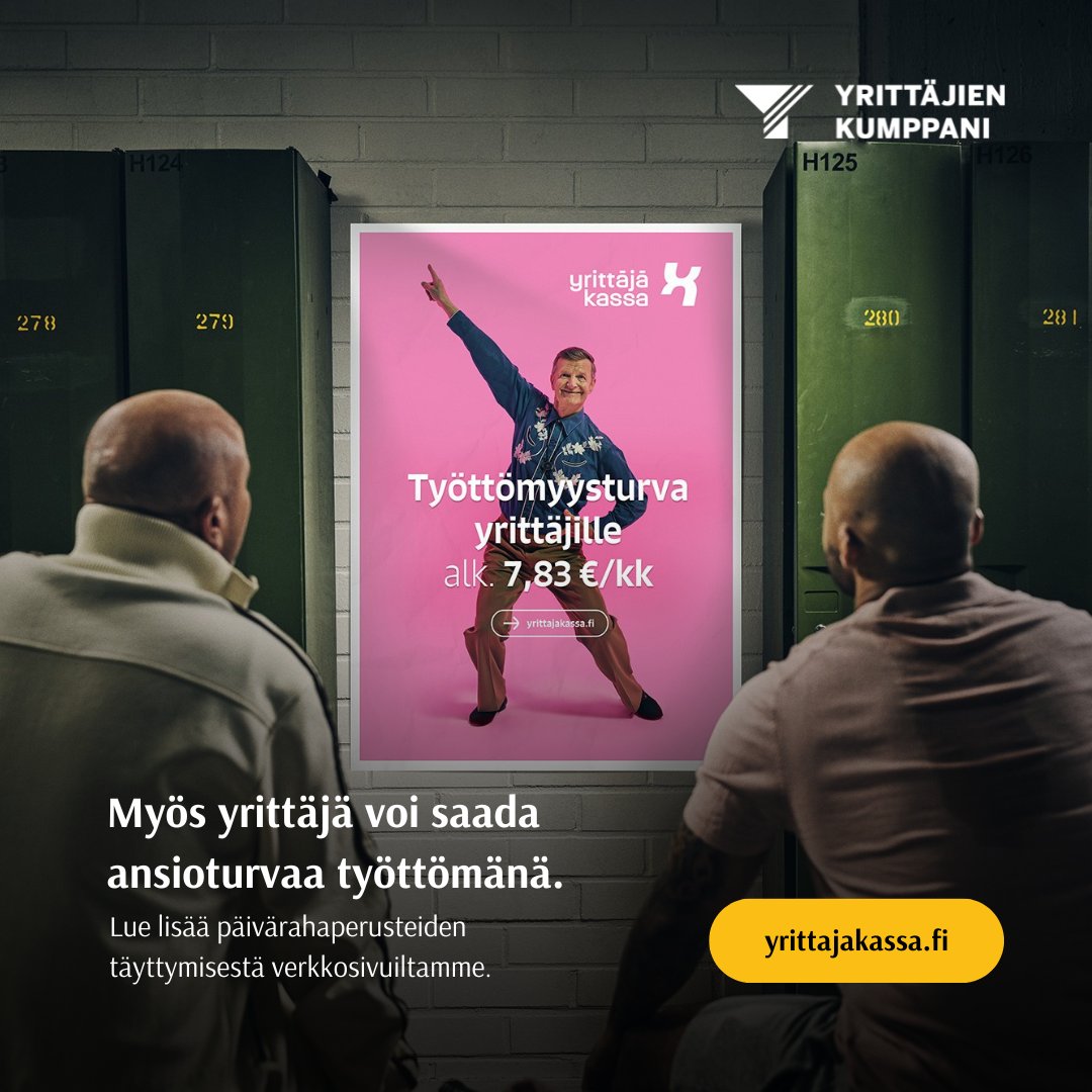 Jäsen! Muista, että meillä on lukuisia yhteistyökumppaneita, jotka avittavat arjen pyörteissä. Esimerkiksi Yrittäjäkassalta yrittäjä saa ansioturvaa työttömänä. Yrittäjäkassa maksaa työttömäksi jääneelle jäsenelleen ansiosidonnaista työttömyyspäivärahaa, mikäli päivärahan
