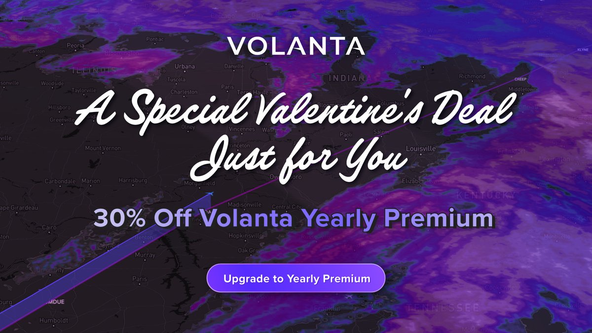 Treat yourself (or your copilot) this Valentine’s and save on Yearly Premium! Get real-world schedules, mobile flight tracking, custom stream overlays, unlimited 4K cloud screenshots, and more.

Don’t miss this limited-time offer! volanta.app/premium/

#Volanta #FlightSim