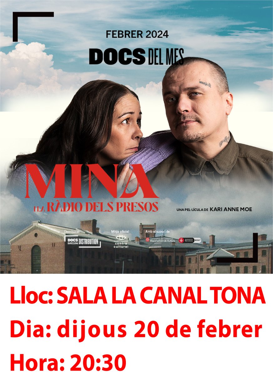 Mina i la ràdio dels presos dirigida per Kari Anne More s’estrenarà el 20 de febrer a Tona, amb col·loqui conduït per l’Oriol Font. El documental es projectarà a La Canal a les 20:30 h. Es una reflexió sobre el poder de la paraula i la importància de les segones oportunitats.