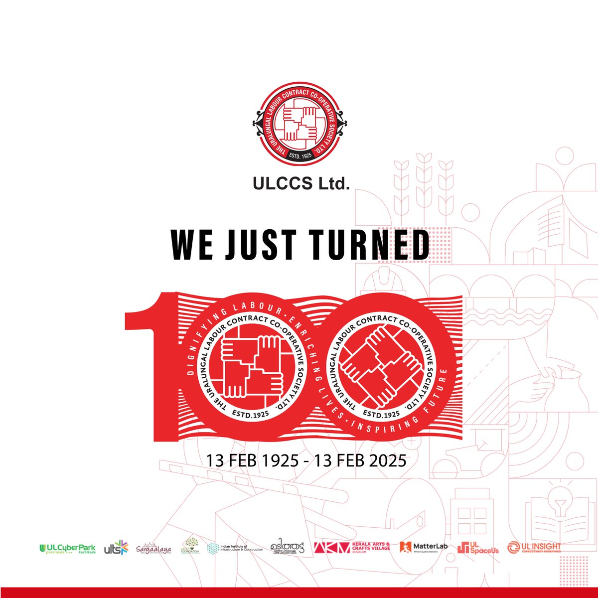 ULCCS Ltd. (@ulccsltd) on Twitter photo We Just Turned 100!
The Uralungal Labour Contract Co-operative Society (ULCCS) has grown into the world’s second-largest cooperative in Industries and Utilities. 
Here’s to 100 years of excellence, impact, and transformation! 
#ULCCS100 #CenturyOfCooperation #ULCCSLegacy We Just Turned 100!
The Uralungal Labour Contract Co-operative Society (ULCCS) has grown into the world’s second-largest cooperative in Industries and Utilities. 
Here’s to 100 years of excellence, impact, and transformation! 
#ULCCS100 #CenturyOfCooperation #ULCCSLegacy