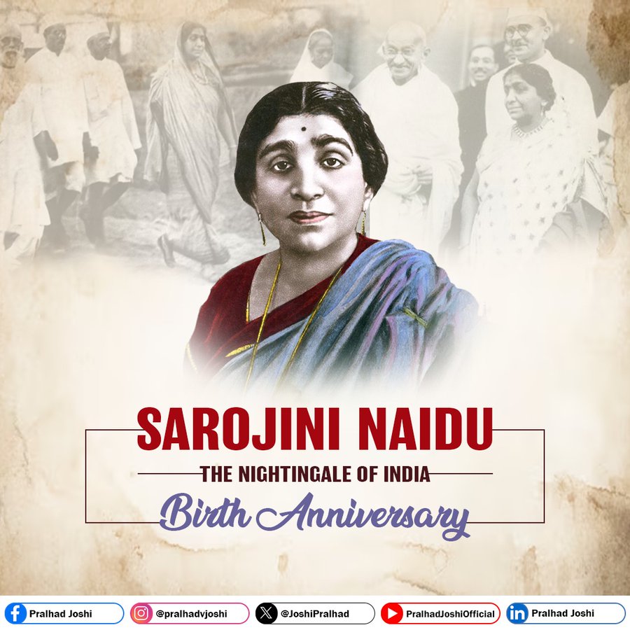 satyamCoder08's tweet image. #SarojiniNaiduRemembering the fearless freedom fighter, inspiring poet, and the Nightingale of India, #SarojiniNaidu ji, on her birth anniversary. Her legacy of courage and empowerment continues to inspire generations.