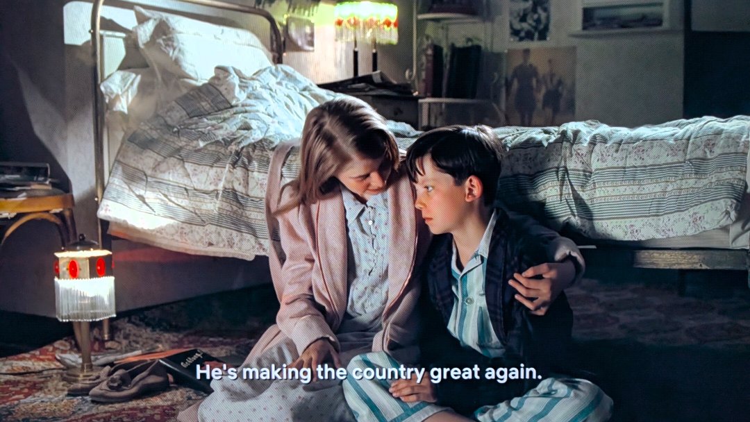 Bit_iot_'s tweet image. "The Boy in the Striped Pajamas"

I was just talking about how this nazi families' views and behaviour reminds me of MAGA's. 

Then this line was said by the nazi daughter.