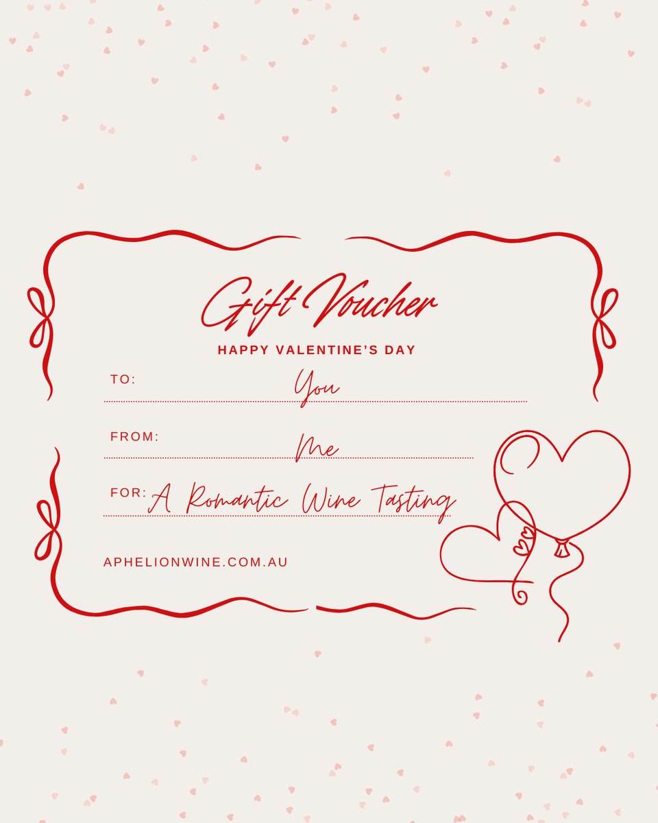Ahhh lovely love! ♥

Come and make some memorable moments.

We will share the love too - with a complimentary taste of our Sparkling Chenin Blanc and some Brie cheese with every wine tasting. 

Friday - Sunday 11am - 5pm.

Bookings aphelionwine.com.au/pages/cellar-d…

♥💗💙💚💛💜🧡🖤🤎🤍♥