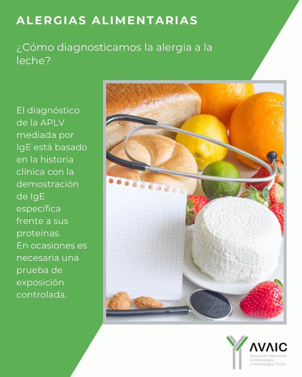 🤔 ¿Cómo diagnosticamos la alergia a la leche?
👩🏻‍⚕️ El diagnóstico de la APLV mediada por IgE está basado en la historia clínica con la demostración de IgE específica frente a sus proteínas.