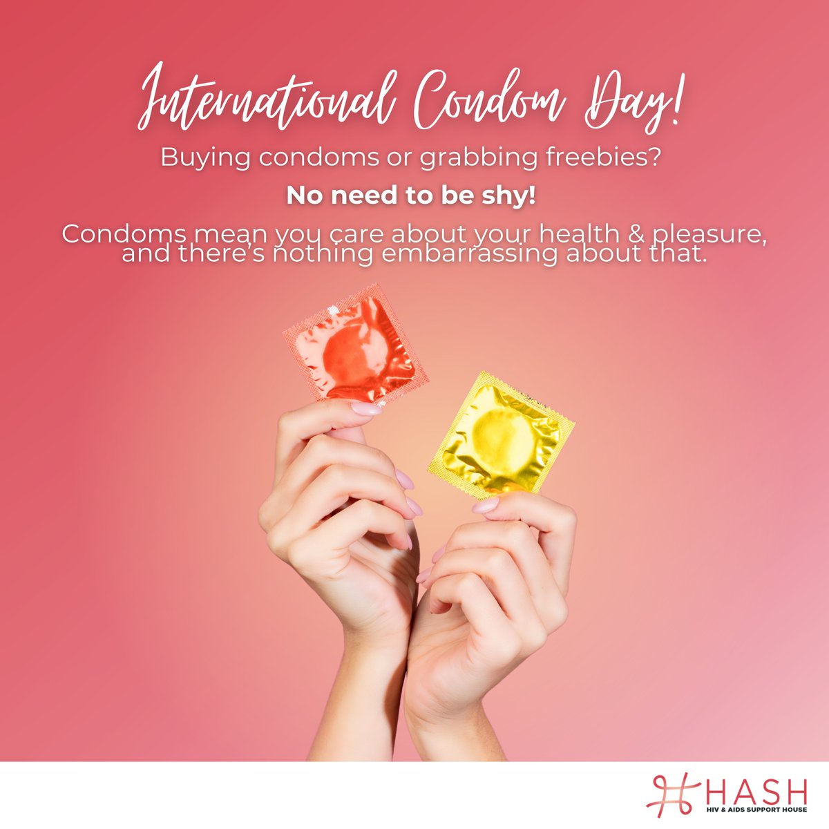 HASH_Support's tweet photo. International Condom Day! 💖

Buying condoms or grabbing freebies? 🤔

No need to be shy! 👌

Condoms mean you care about your health &amp; pleasure, and there’s nothing embarrassing about that. https://t.co/hcKyNyCnkw
