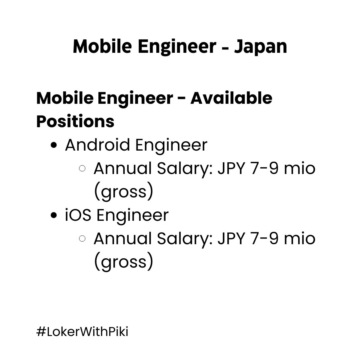 vickyfarhan95's tweet photo. @primawansatrio @ezash @hrdbacot @myassirullah @ditoks Okeh, baru selesai buat detail kontennya. Berikut aku share #lokercot #mobileengineers yg relocate ke Jepang.
Perlu diinget bahwa yang "must be" itu non-negotiable.
#techjobs https://t.co/dnpdB9FEom