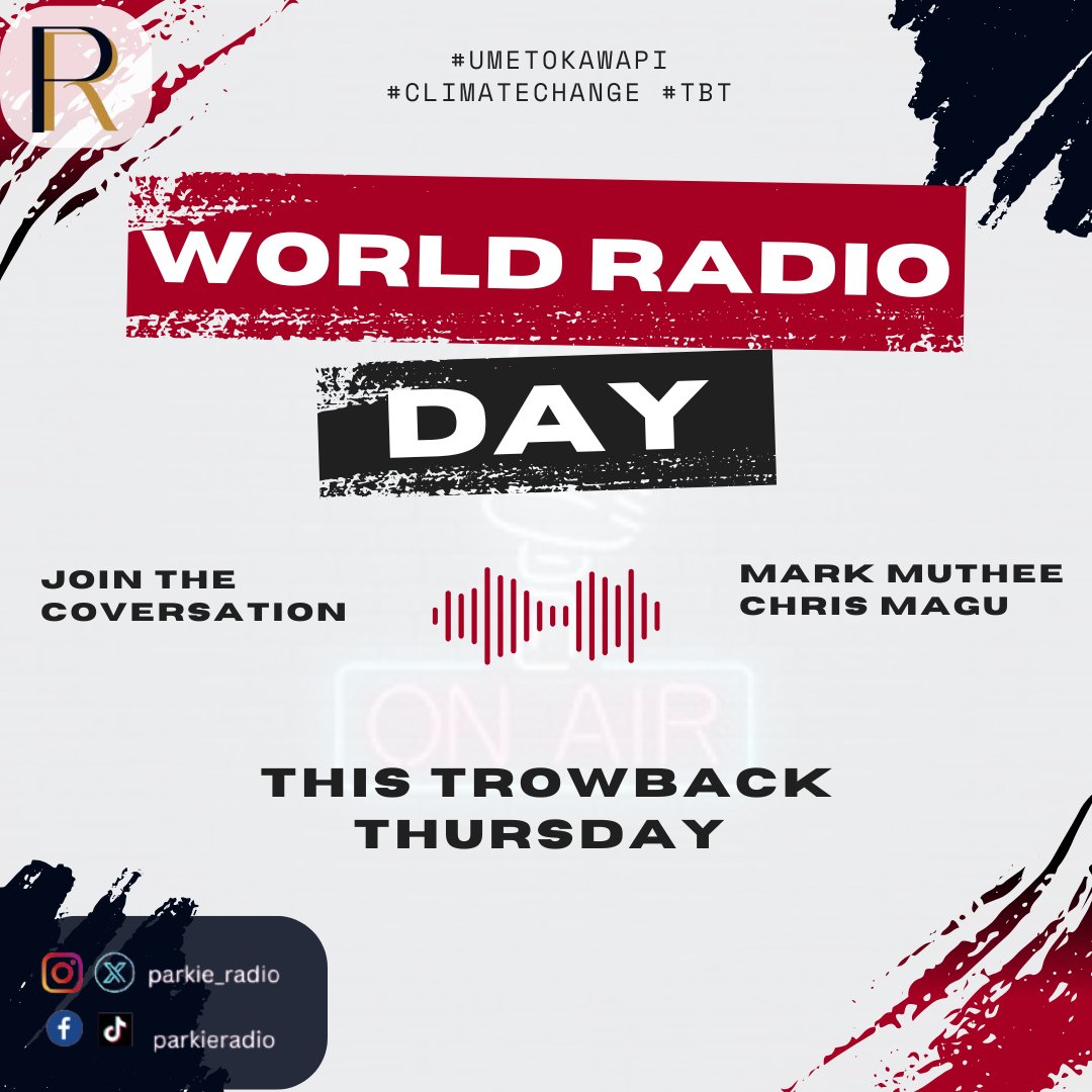 ThrowbackThursday meets #WorldRadioDay!

<a href="/MarkMuthee/">Mark Muthee</a>  &amp; <a href="/ChrisMagu/">£Chris£</a>  are live on Arise Breakfast, diving into #UmetokaWapi and the impact of #ClimateChange. Don’t miss out! 🌍🔥

Listen in: parkieradio.parklandsbaptist.org

#TBT #ParkieBroadcast #RadioForChange