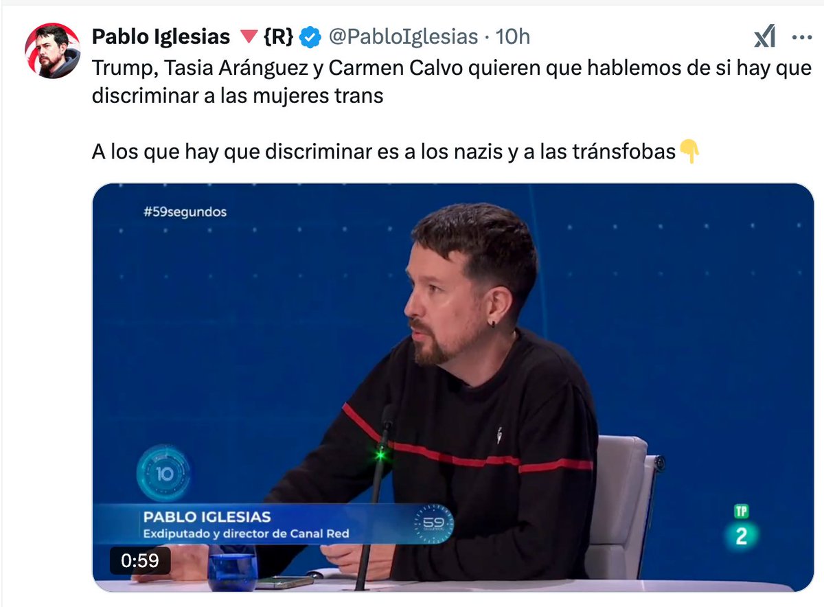 Este tío es violencia, amigas. Ojo al nivel: mezcla a feministas con Trump y feminismo con nazismo.