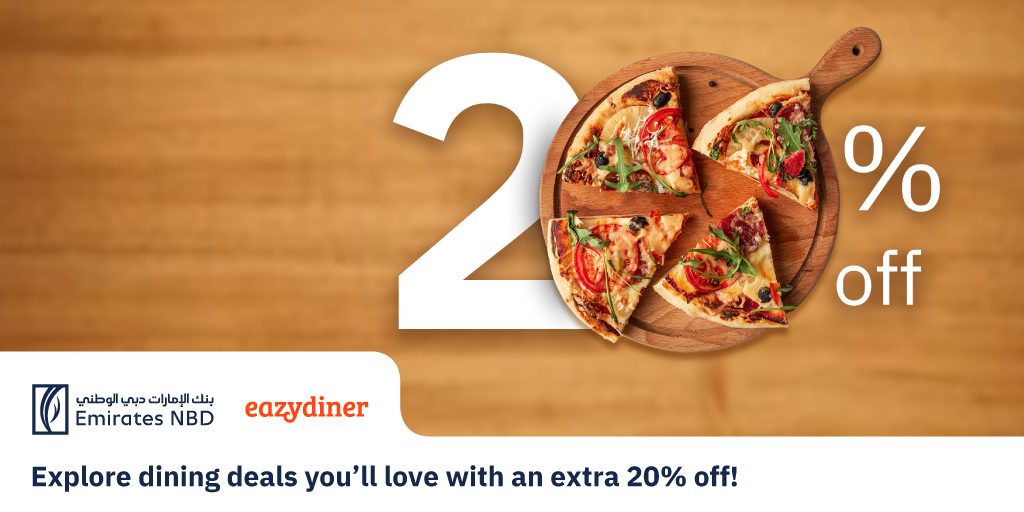 Celebrate love with amazing meals and fantastic deals! ❤️ This Valentine’s Day, enjoy 20% off on top dining spots with EazyDiner. Book via the more from Emirates NBD App, pay with your Emirates NBD Card, and use promocode ‘ENBD’ for extra savings. Reserve your table now!
