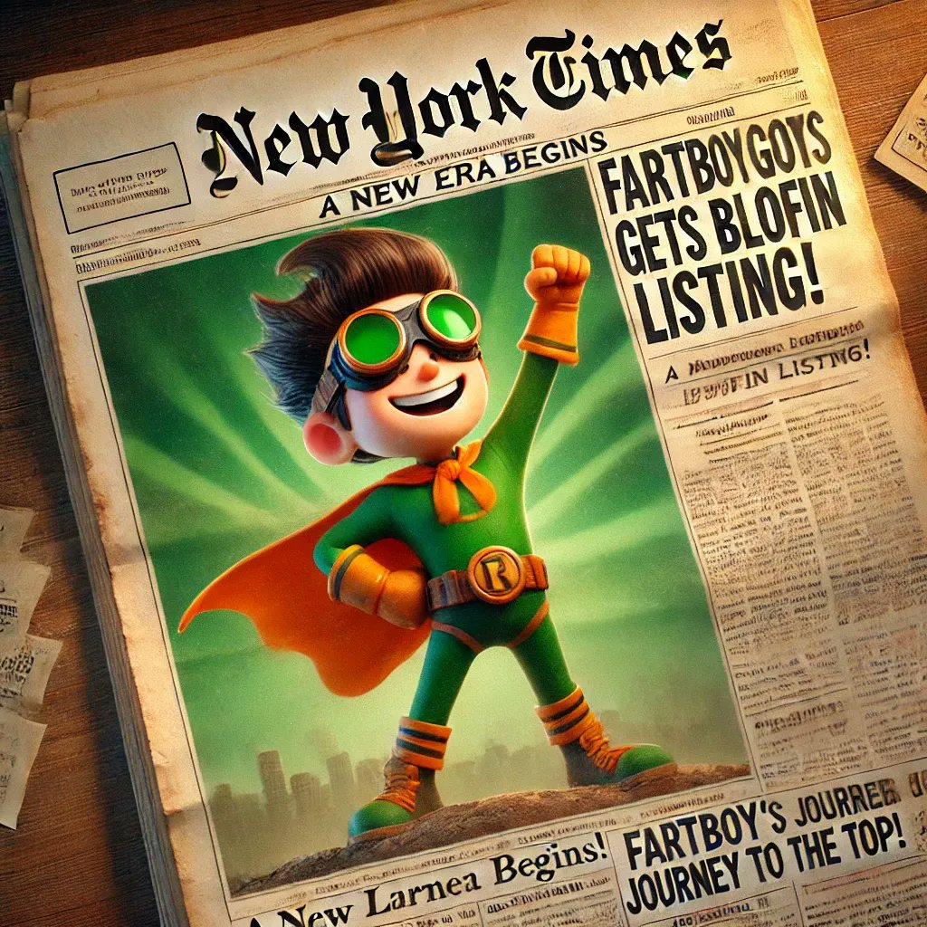 History is being made 📰

#Fartboy gets it's first CEX listing today on <a href="/BloFin_Official/">BloFin Exchange</a> at 11am UCT🚨

Look at what we have achieved so far... now imagine what we can do with CEX listings. GET READY🚀

#fartboy #memecoins #bitcoin #crypto
