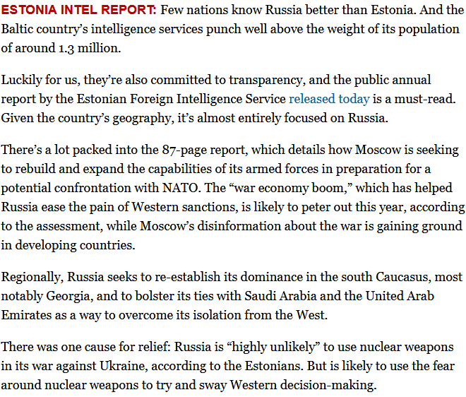 erkkitori's tweet photo. Maailmas möllab, VLA aastaraamat aitab, vt https://t.co/K7bbOyYzOD: "Few nations know Russia better than Estonia. /.../ Luckily for us, they’re also committed to  transparency, and the public annual report by EFIS is a must-read." https://t.co/KWRQDto3jp