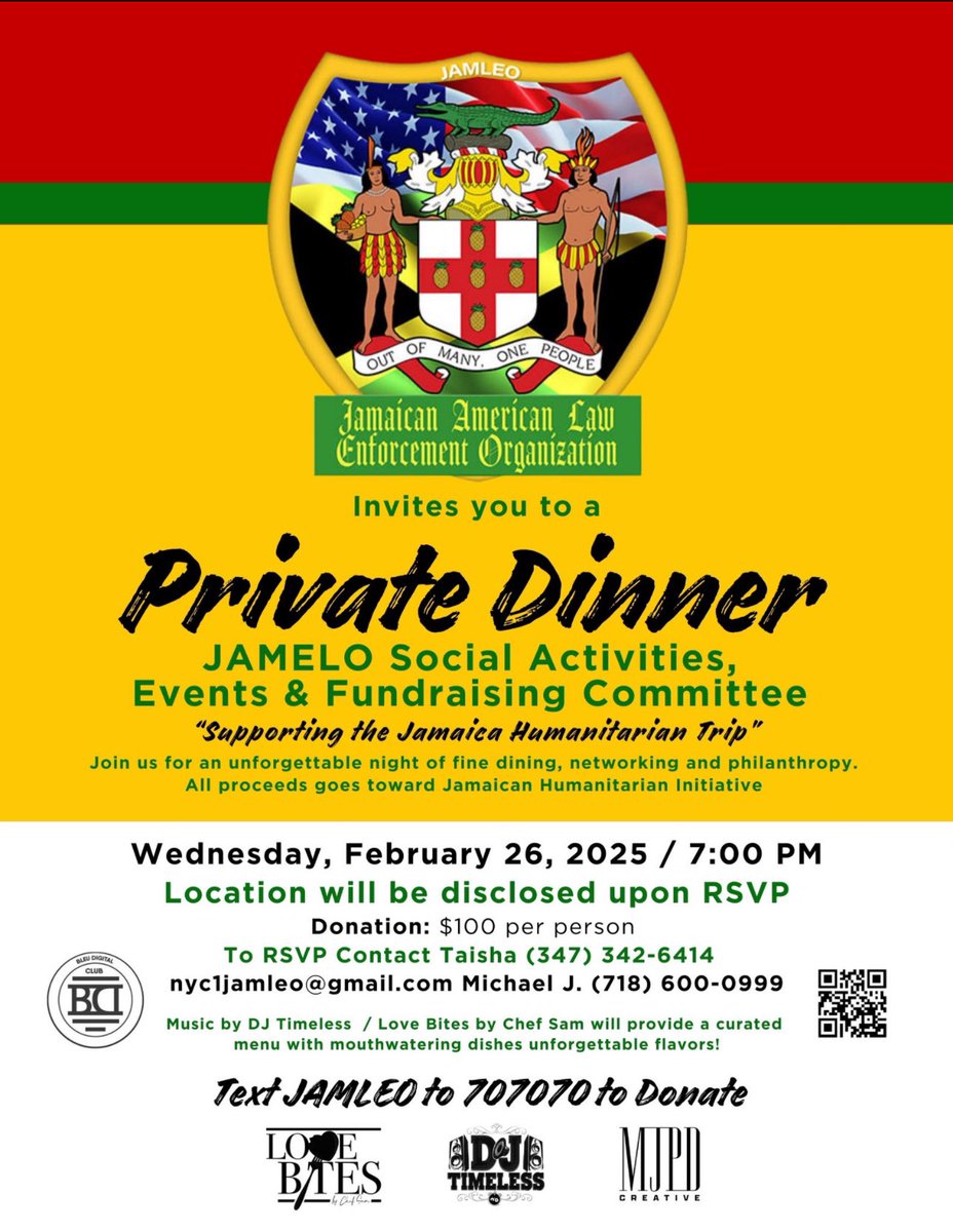 Looking forward to seeing you at our 2nd Annual Humanitarian Initiative. 
To secure your spot, please text the number on the flyer and send the funds via Zelle, to nyc1jamleo@gmail.com In the memo put "Private Dinner" and include your callback number for location information.