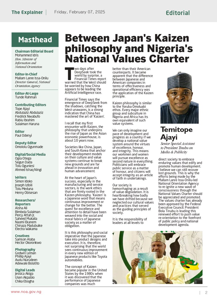 NOA_Nigeria's tweet photo. The Explainer returns after it was rested for six weeks due to the restructuring at NOA. It had become necessary for the agency to overhaul its operational structures. For decades, NOA has operated with nine service and three programme departments. The agency now has eight programme departments , and thus, better poised to deliver more efficiently.  We have also established six zonal directorates for better coordination. This edition reports on the impactful anti-corruption strategy of the ICPC. There are other exciting reports on the various Renewed Hope's transformative policies . Do not forget that CLHEEAN AI Voice/Chat Assistant is available to provide you answers to your questions on any government policies. Visit https://t.co/nuga5RoTMQ to interact with CLHEEAN.