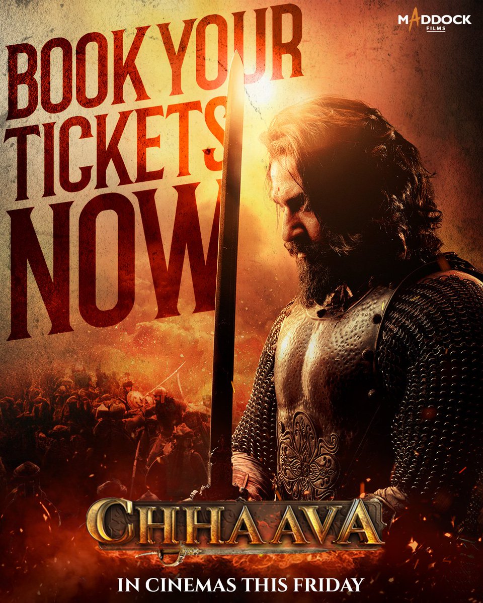 Kal se goonjegi Chhaava ki garjana in cinemas! 🦁🔥
#Chhaava from tomorrow 👍