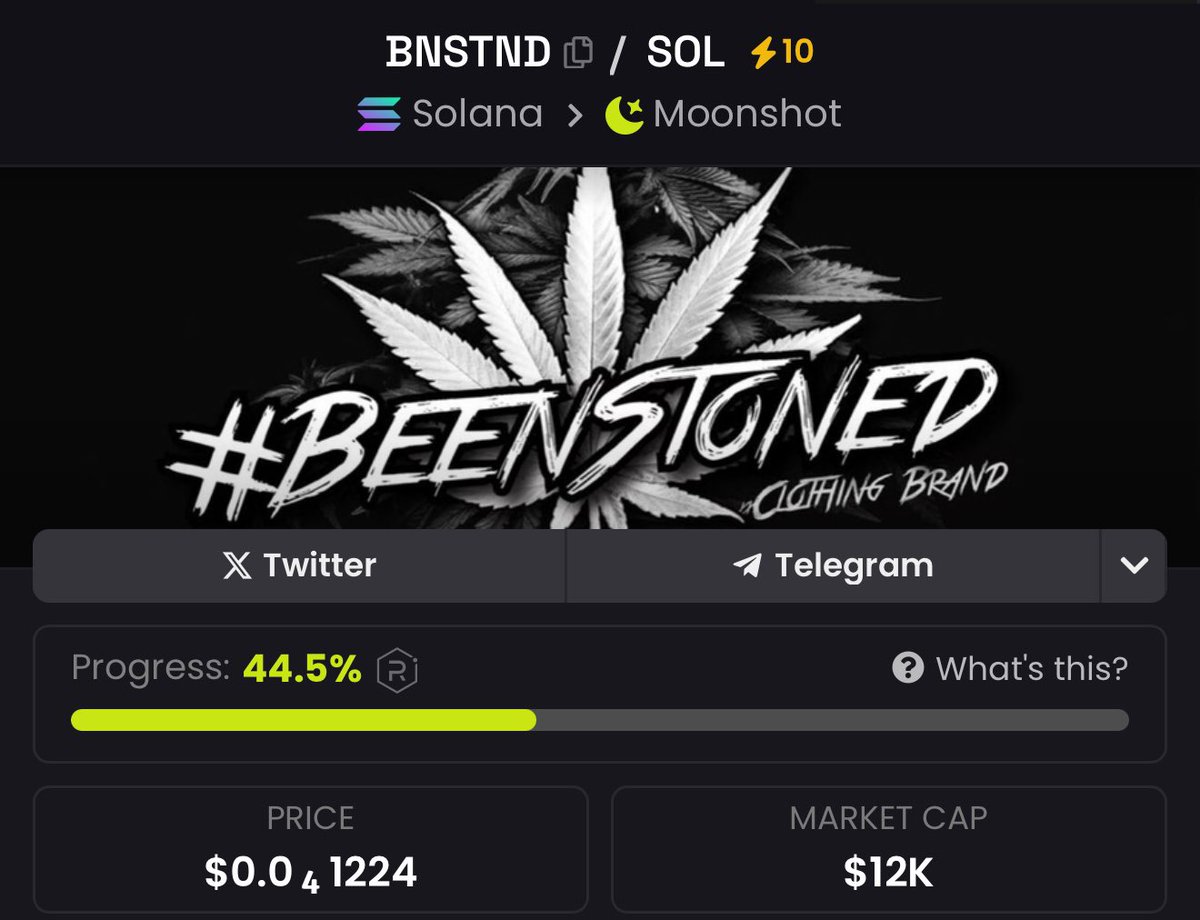 $BNSTND sitting at a $12K MC… you already know what happens next. 🚀

The real ones are stacking, the community is locked in, and the mission is clear—send it. 🌿💨

This is your last chance to get in before the FOMO kicks in. Don’t say we didn’t warn you.

CA:
