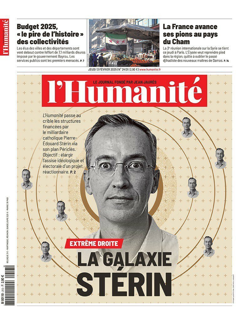 Thomas_Lemahieu's tweet photo. [bot] Stérin échoue jusque là à mettre la main sur des médias. Ce matin, il prend la Une, et même deux !

Ne manquez pas @humanite.fr:
4 pages et 9 papiers sur le web, pour passer au crible tout ce que #Périclès aide… et tous ceux qui aident #Stérin.

https://t.co/aRZZ2mcKAs https://t.co/jh8s79qoC2