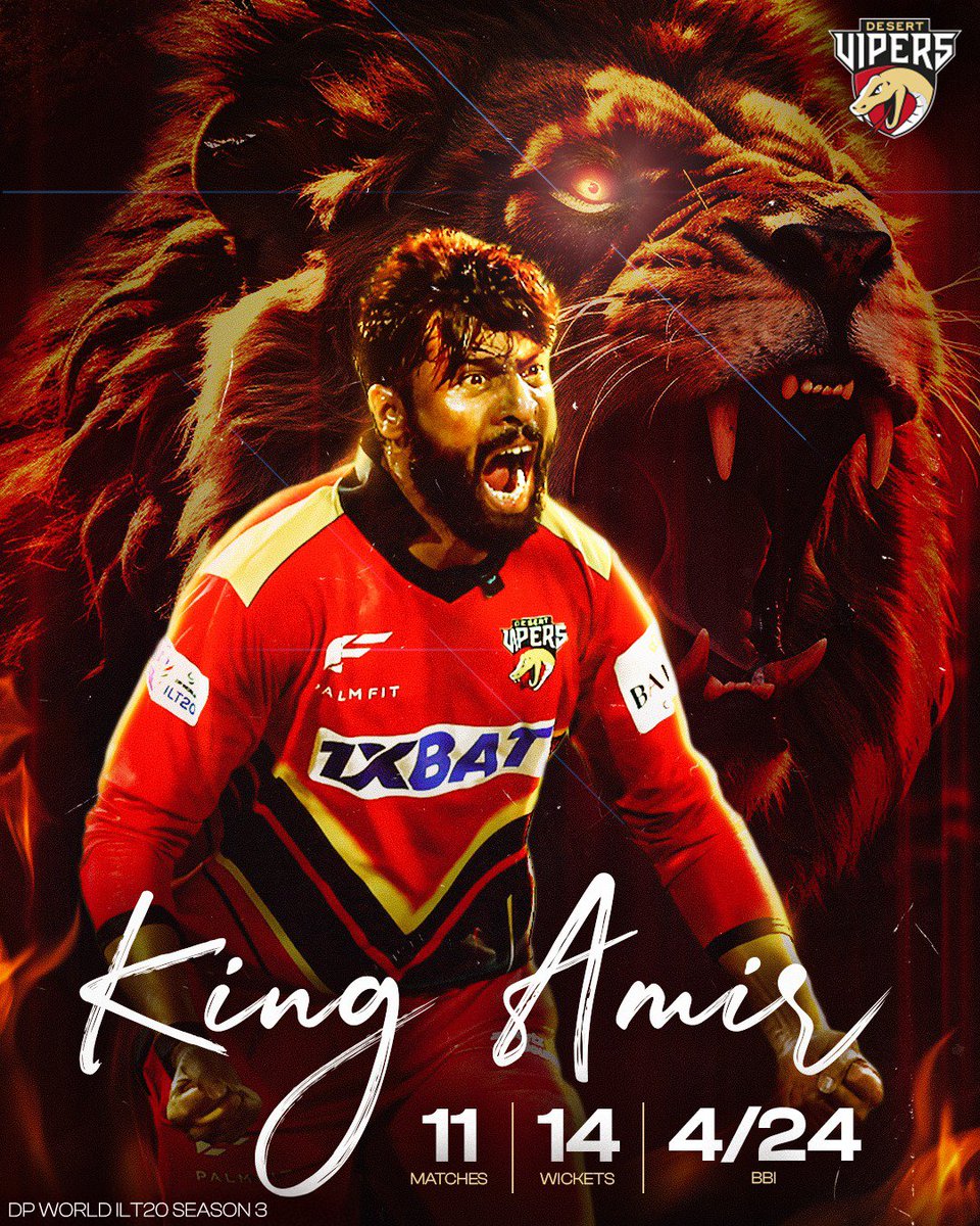 𝐊𝐢𝐧𝐠 𝐀𝐦𝐢𝐫 roared and roared loud in Season 3️⃣ 🔥

#DesertVipers #FangsOut #DPWorldILT20